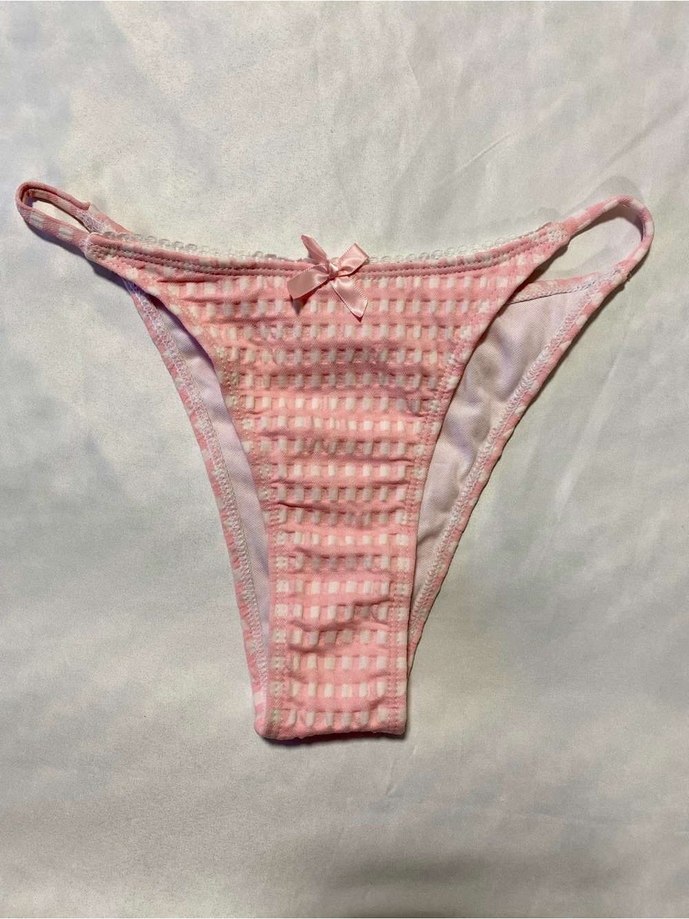 Women's Pink Gingham Bikini Bottoms with Bow